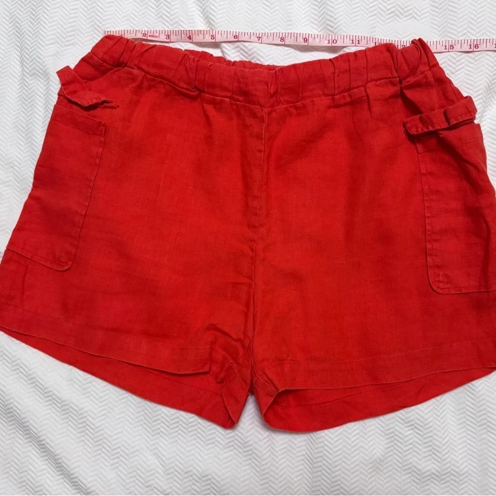 Saks Fifth Avenue Linen Orange Shorts In Size SMALL - Picture 2 of 6